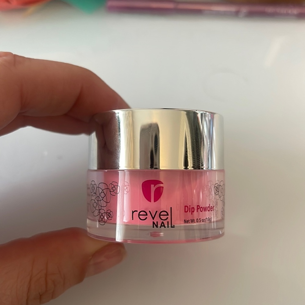Revel nail dip powder nail polish, shade D412 Xin Chao, 0.5oz jar
